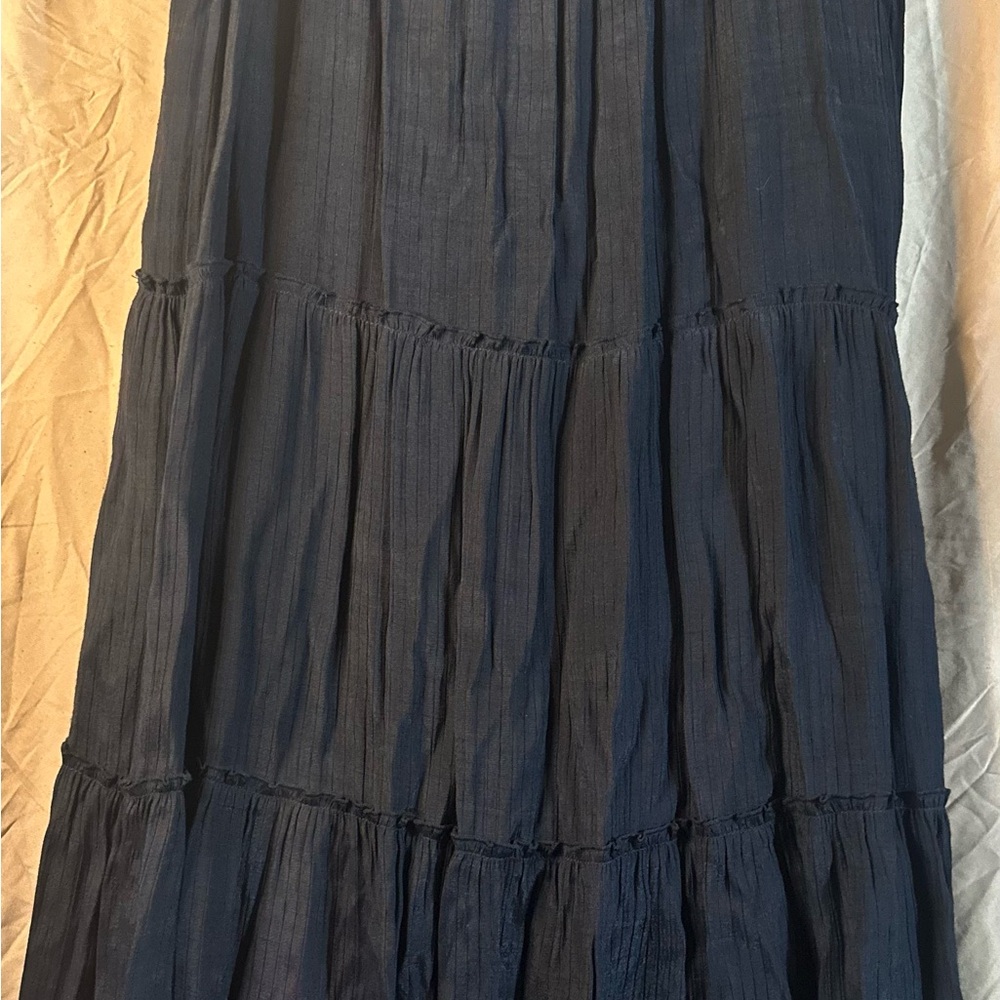 Wonderly Dark Navy Tiered Maxi Skirt